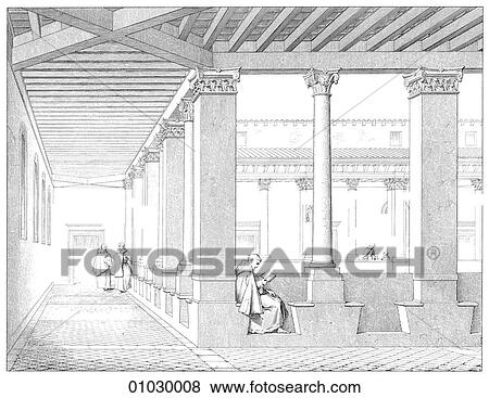 Stock Illustration - Architecture - Italy - line art Interior Baroque Cloister of Santa Maria Della Pace in Rome. Among the artists and architects who worked on this building were Pietro Di Cortona and Francesco Albani. The Baroque period can be said to describe the art and. Fotosearch