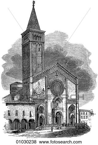 Architecture - Italy - line art Perspective Illustration Romanesque The Cathedral at Piacenza c. 1122-1253, one of the greatest examples of Lombard Romanesque. Romanesque - a style of architecture prevalent in Europe from the 10th to early 13th century View Large Illustration Stock Illustration - Architecture - Italy - line art Perspective Illustration Romanesque The Cathedral at Piacenza c. 1122-1253, one of the greatest examples of Lombard Romanesque. Romanesque - a style of architecture prevalent in Europe from the 10th to early 13th century. Fotosearch