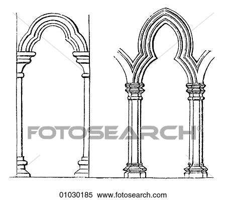 Architecture - line art Detail Gothic Trefoil Arches - an arch in the shape of a leaf, from the Latin "folium" meaning leaf. Romanesque - a style of architecture prevalent in Europe from the 10th to early 13th century characterized by massive vaulting View Large Illustration Stock Illustration - Architecture - line art Detail Gothic Trefoil Arches - an arch in the shape of a leaf, from the Latin "folium" meaning leaf. Romanesque - a style of architecture prevalent in Europe from the 10th to early 13th century characterized by massive vaulting. Fotosearch
