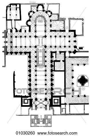 Architecture Spain Line Art T3 Plan Romanesque Floor Plan Of