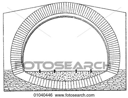 Stock Illustration - Industry & Technology -line art Civil Engineering Railway tunnel arch. Fotosearch