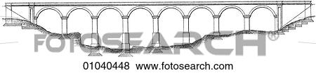 Stock Illustration - Industry & Technology -line art Civil Engineering Railway bridge Elevation. Fotosearch