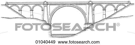 Stock Illustration - Industry & Technology -line art Civil Engineering Railway bridge Elevation. Fotosearch