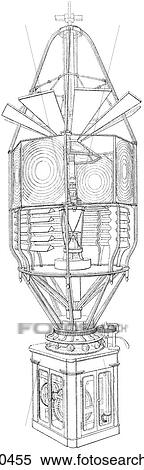 Stock Illustration - Industry & Technology -line art Civil Engineering Lighthouse Lantern Revolving Dioptric (refractive) Apparatus Diagram Beacon fires have been lit on hilltops as an aid to coastal navigation for almost three thousand years. The ancient Romans maintained a. Fotosearch