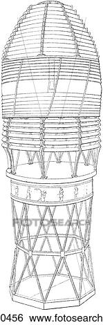 Stock Illustration - Industry & Technology -line art Civil Engineering Lighthouse Lantern Apparatus Diagram Fixed Catadioptric Light (One which combines reflective and refractive optics. ) Diagram Beacon fires have been lit on hilltops as an aid to coastal navigation for alm. Fotosearch