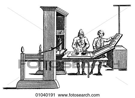 Clip Art - Industry & Technology -line art Printing Press machinery. Fotosearch