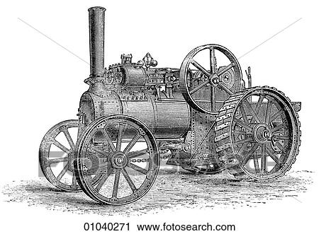 Clip Art - Industry & Technology -line art Transportation Locomotives Compound Traction Engine.. Fotosearch