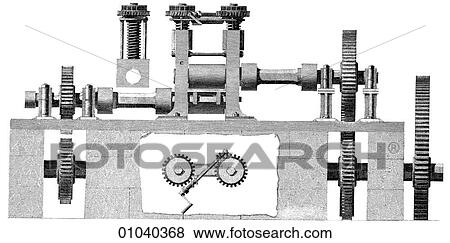 Stock Illustration - Industry & Technology -line art Coinage Laminating rollers. machinery. Fotosearch