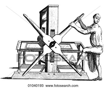Drawing - Industry & Technology - line art Printing Graphic arts Rolling Press. Fotosearch