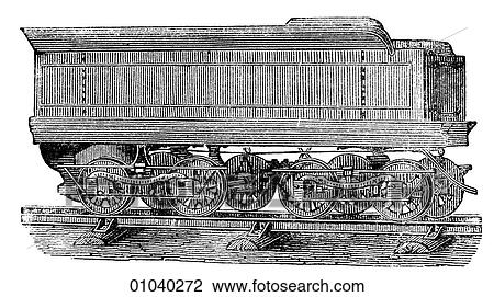Industry & Technology -line art Transportation Locomotive American Tender for Railway Locomotives. View Large Illustration Drawing - Industry & Technology -line art Transportation Locomotive American Tender for Railway Locomotives.. Fotosearch
