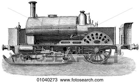Drawing - Industry & Technology -line art Locomotives Ice-Locomotive.. Fotosearch