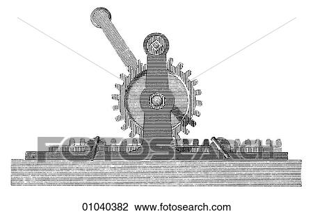 Drawing - Industry & Technology -line art Manufacturing Machines used in the mint.. Fotosearch