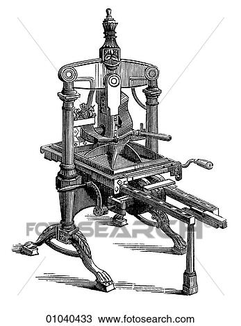 Industry & Technology -line art Printing Press "Albion" Hand-press. machinery View Large Illustration Drawing - Industry & Technology -line art Printing Press "Albion" Hand-press. machinery. Fotosearch