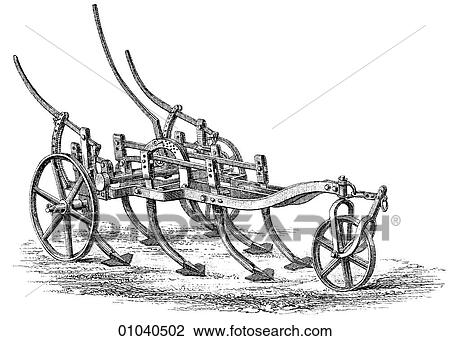Drawing - Industry & Technology -line art Agriculture Coleman`s Cultivator.. Fotosearch