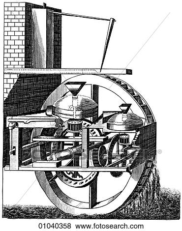Stock Illustration - Industry & Technology -line art Food Processing Overshot Mill. Fotosearch
