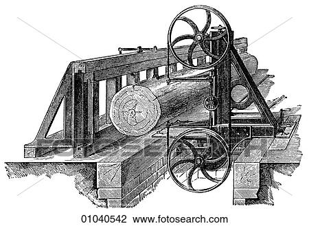Industry & Technology - line art Forest Products Belt saw with drag View Large Illustration Drawing - Industry & Technology - line art Forest Products Belt saw with drag. Fotosearch