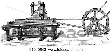 Industry & Technology - line art Forest Products Veneer saw with horizontal frame. View Large Illustration Drawing - Industry & Technology - line art Forest Products Veneer saw with horizontal frame.. Fotosearch