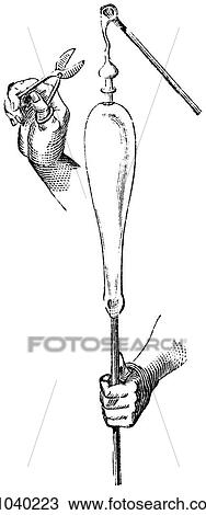 Drawing - Industry & Technology -line art Glass manufacture Form assumed by a drinking glass in process of manufacture. Glass blowing The fall of Constantinople in 1254 to the Crusaders and in 1453 to the Ottoman Turks drove many Byzantine glassworkers to Venice.. Fotosearch