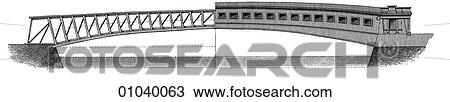 Drawing - Industry & Technology -line art (h4) Civil Engineering Bridge. Fotosearch