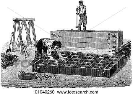 Clipart - Industry & Technology -line art Iron and steel making General view of molding.. Fotosearch