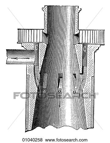 Industry & Technology -line art Iron and steel making Apparatus for collecting waste gases from blast furnace that are then recycled to heat the air fed back into the furnace. View Large Illustration Stock Illustration - Industry & Technology -line art Iron and steel making Apparatus for collecting waste gases from blast furnace that are then recycled to heat the air fed back into the furnace.. Fotosearch