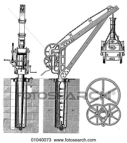 Drawing - Industry & Technology - line art (l4) Machinery Crane. Fotosearch