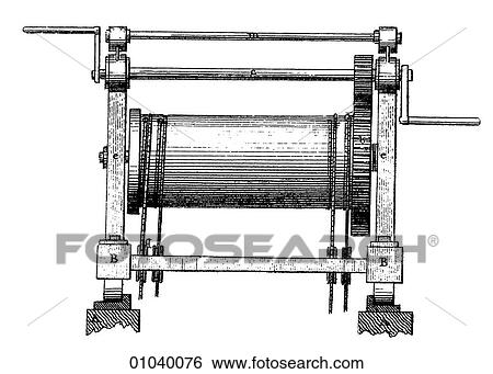 Stock Illustration - Industry & Technology -line art (l4) Machinery Elevated view of a winch. Fotosearch
