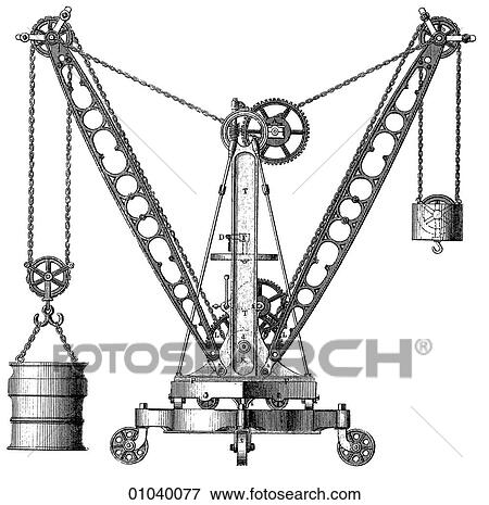 Stock Illustration - Industry & Technology -line art (l4) Machinery Crane A moveable crane.. Fotosearch