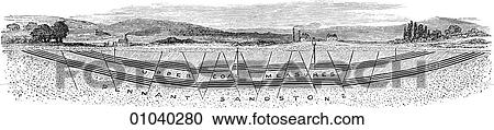 Clipart - Industry & Technology -line art Mining Coal Mining Section across the Somerset coal field, showing "Faults " or "Troubles". |. Fotosearch