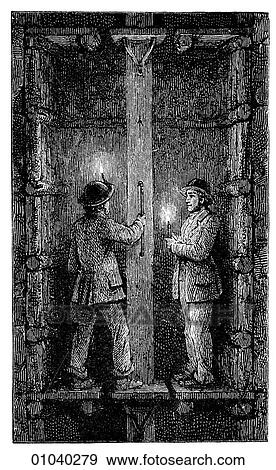 Stock Illustration - Industry & Technology -line art Mining Illustration The Cornish Man engine - a device for lowering tin miners down a shaft. Metalliferous mining. Cornwall, in the extreme Southwest of England was a major producer of tin over three millennia. In the midd. Fotosearch