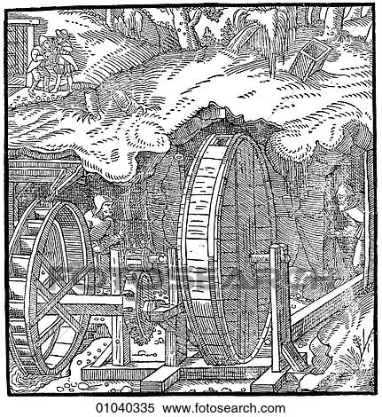 Industry & Technology -line art Mining An Illustration from "De Re Metallica" by Georgius Agricola, (1494-1555) published posthumously in 1556. It detailed all aspects of mineralogy and mining from labor laws and surveying to geology ventilation, pump View Large Illustration Stock Illustration - Industry & Technology -line art Mining An Illustration from "De Re Metallica" by Georgius Agricola, (1494-1555) published posthumously in 1556. It detailed all aspects of mineralogy and mining from labor laws and surveying to geology ventilation, pump. Fotosearch