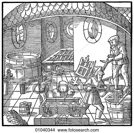 Industry & Technology -line art Mining Assaying An Illustration from "De Re Metallica" by Georgius Agricola, (1494-1555) published posthumously in 1556. It detailed all aspects of mineralogy and mining from labor laws and surveying to geology ventilat View Large Illustration Stock Illustration - Industry & Technology -line art Mining Assaying An Illustration from "De Re Metallica" by Georgius Agricola, (1494-1555) published posthumously in 1556. It detailed all aspects of mineralogy and mining from labor laws and surveying to geology ventilat. Fotosearch
