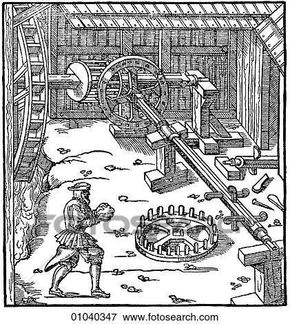 Industry & Technology -line art Mining An Illustration from "De Re Metallica" by Georgius Agricola, (1494-1555) published posthumously in 1556. It detailed all aspects of mineralogy and mining from labor laws and surveying to geology ventilation, pump View Large Illustration Stock Illustration - Industry & Technology -line art Mining An Illustration from "De Re Metallica" by Georgius Agricola, (1494-1555) published posthumously in 1556. It detailed all aspects of mineralogy and mining from labor laws and surveying to geology ventilation, pump. Fotosearch