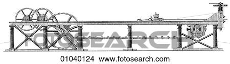 Stock Illustration - Industry & Technology - line art (s4) Machinery Factory Late 19th century manufacturing Conveyor belt. Fotosearch