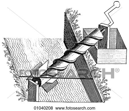 Stock Illustration - Industry & Technology -line art Machinery Hydraulics - Mill. Fotosearch