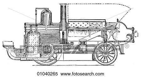 Stock Illustration - Industry & Technology -line art Transportation Locomotive Cross section of street carriage.. Fotosearch