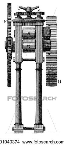 Industry & Technology -line art Manufacturing Machines used in the mint. A machine for reducing plates of metal to an equal thickness. View Large Illustration Stock Illustration - Industry & Technology -line art Manufacturing Machines used in the mint. A machine for reducing plates of metal to an equal thickness.. Fotosearch