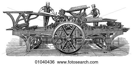 Industry & Technology -line art Printing Press French Double-cylinder Book-machine, with "set-off" sheet apparatus. machinery View Large Illustration Stock Illustration - Industry & Technology -line art Printing Press French Double-cylinder Book-machine, with "set-off" sheet apparatus. machinery. Fotosearch