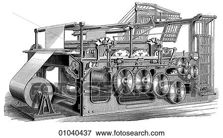 Industry & Technology -line art Printing Press "Victory" Web Newspaper-machine, with folding apparatus. machinery View Large Illustration Stock Illustration - Industry & Technology -line art Printing Press "Victory" Web Newspaper-machine, with folding apparatus. machinery. Fotosearch