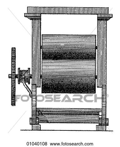 Stock Illustration - Industry & Technology -line art (t4) Machinery Factory Late 19th century manufacturing. Fotosearch