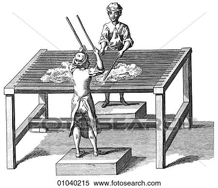 Stock Illustration - Industry & Technology -line art Textile manufacturing 18th century Wool production. Fotosearch