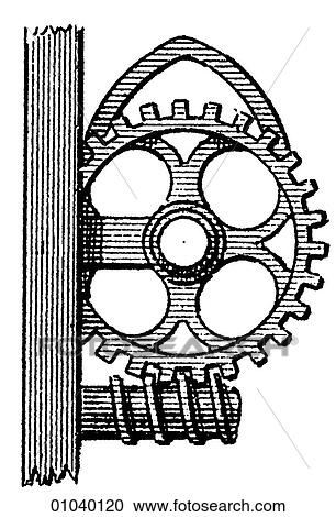Industry & Technology -line art (u4) Machinery Factory Late 19th century manufacturing Gear and cogs to turn lateral power into rotary power. View Large Illustration Clipart - Industry & Technology -line art (u4) Machinery Factory Late 19th century manufacturing Gear and cogs to turn lateral power into rotary power.. Fotosearch