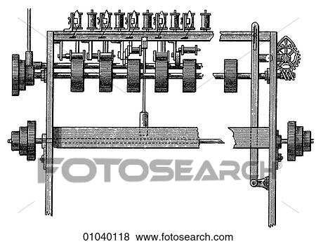 Industry & Technology - line art (u4) Machinery Factory Late 19th century textile manufacturing View Large Illustration Stock Illustration - Industry & Technology - line art (u4) Machinery Factory Late 19th century textile manufacturing. Fotosearch