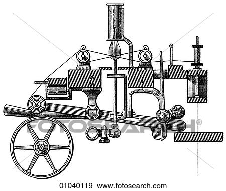 Stock Illustration - Industry & Technology -line art (u4) Machinery Factory Late 19th century textile manufacturing. Fotosearch