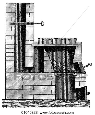 Industry & Technology -line art (w4) Iron and steel making A furnace for smelting iron ore. View Large Illustration Drawing - Industry & Technology -line art (w4) Iron and steel making A furnace for smelting iron ore.. Fotosearch