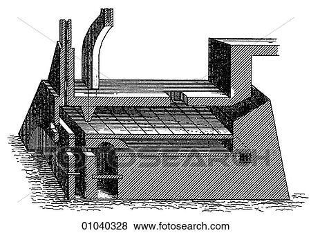 Stock Illustration - Industry & Technology -line art (w4) Iron and steel making Early 19th century tools for casting ingots of iron in a foundry. industrial process, forge. Fotosearch