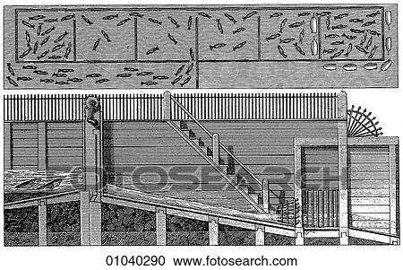 Clipart - Industry & Technology -line art (y4) Fishing Salmon run. Fotosearch