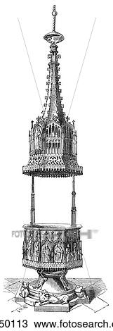 Artifacts - Bronze - Germany Bronze Baptismal Font. Church of St. Catherine at Brandenburg, c. 1440. late Gothic, religion, birth, christening, christen, metal, baptize, baptism, baby, child, religious, church The Gothic style succeeded the Romanesque pe View Large Illustration Drawing - Artifacts - Bronze - Germany Bronze Baptismal Font. Church of St. Catherine at Brandenburg, c. 1440. late Gothic, religion, birth, christening, christen, metal, baptize, baptism, baby, child, religious, church The Gothic style succeeded the Romanesque pe. Fotosearch