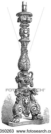 Artifacts - Bronze - Italy A Bronze Venetian Candelabrum c. 1550 View Large Illustration Drawing - Artifacts - Bronze - Italy A Bronze Venetian Candelabrum c. 1550. Fotosearch