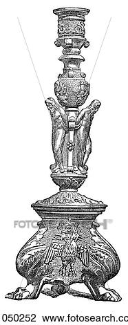 Artifacts - Bronze - Italy Italian Renaissance Bronze Candelabrum, c1490 Milan. View Large Illustration Drawing - Artifacts - Bronze - Italy Italian Renaissance Bronze Candelabrum, c1490 Milan.. Fotosearch